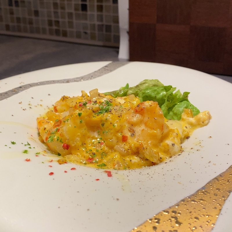 鉄板でつくる‼︎とろ〜り半熟卵の海老マヨ(ごっつぉ台所 むらまさ 池下店)