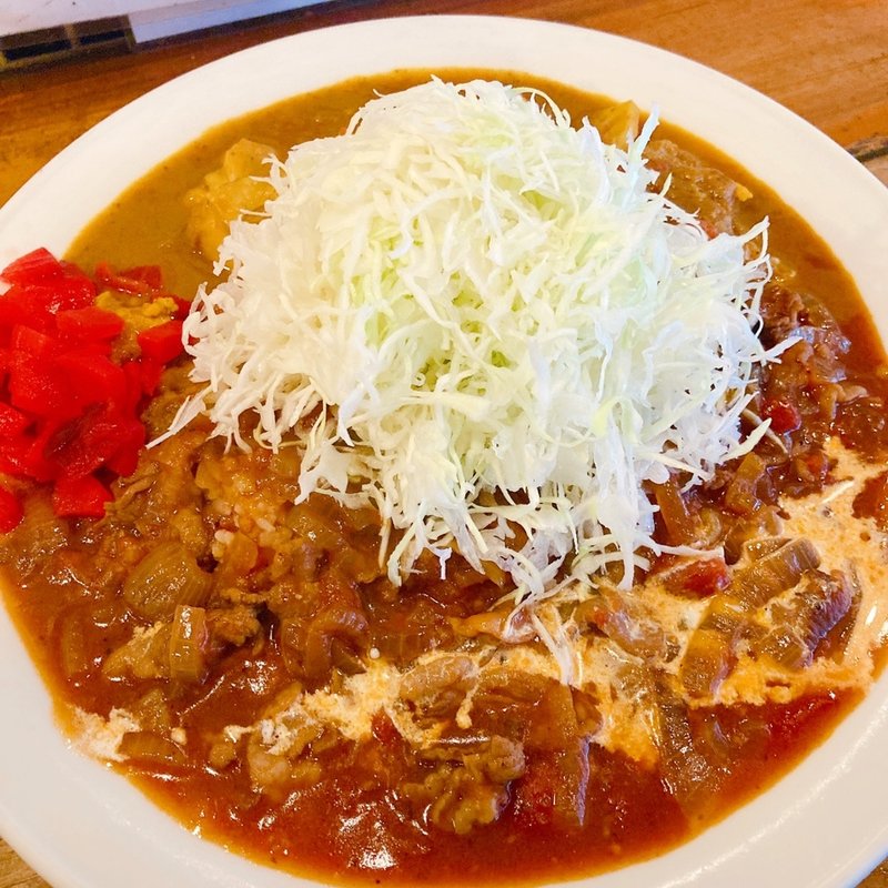 合いがけ 並（スパイシーチキンカレー&ハヤシライス）キャベツトッピング(焼鳥ことぶき )