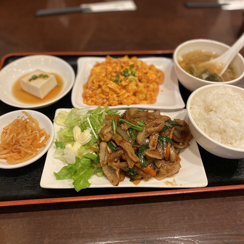 しようが焼きとエビと卵のチリソース(飲茶居酒屋　香港苑　八丁堀店)