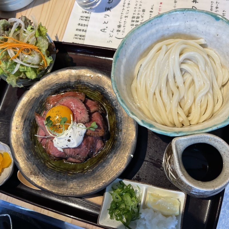 ローストビーフ丼セット(ぶっかけ)(釜揚げうどん 鈴庵 )