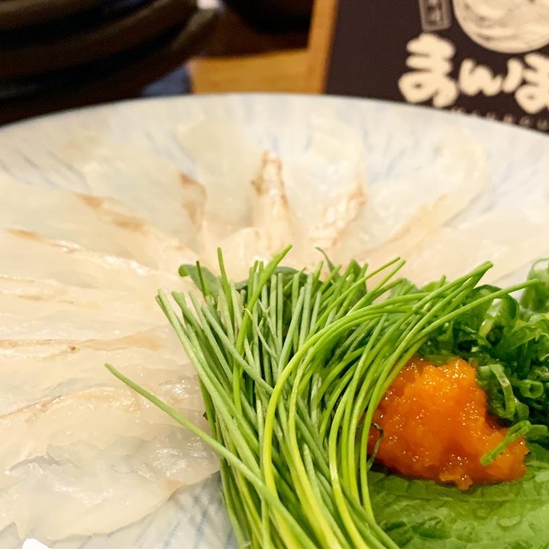 ひらめの薄造り(まんぼう)