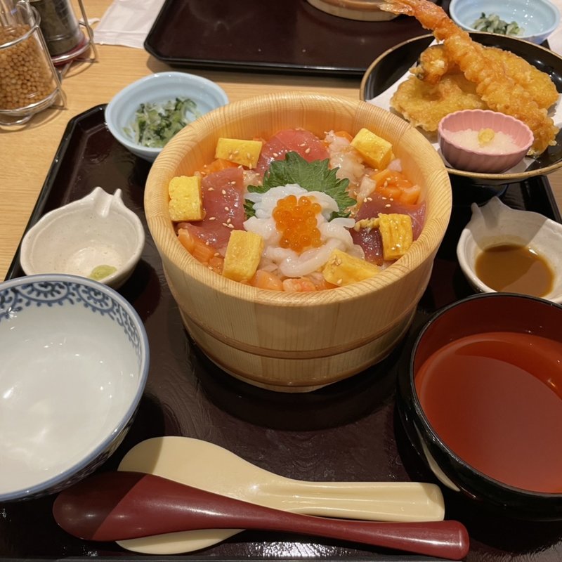 海の彩りおひつ天ぷらセット(四六時中　田無アスタ店)