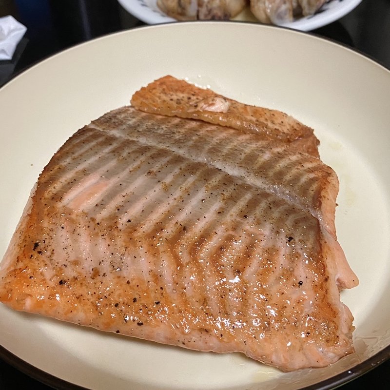 サーモンステーキ(自宅)
