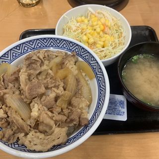 牛丼アタマの大盛生野菜みそ汁セット(吉野家 国立駅前南口店 )
