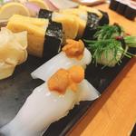 イカ雲丹、玉子、芽ネギ(築地すし鮮 天文館1号店 )