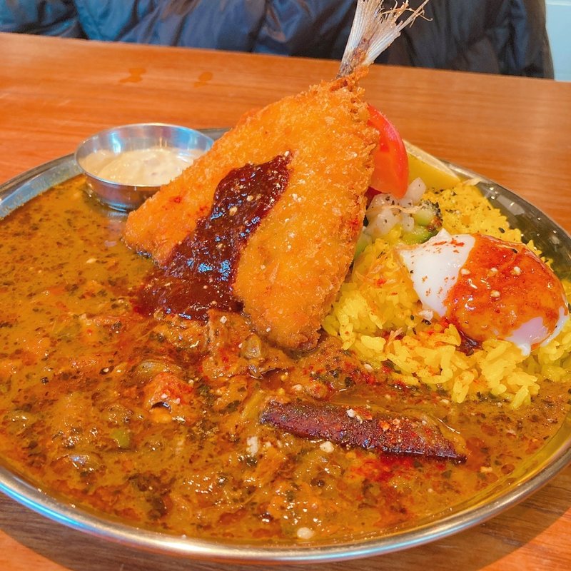 アジフライプレート（トッピング:スパイス温玉、一口サイズのポテトチーズコロッケ）(HATONOMORI （鳩ノ森/ハトノモリ）)