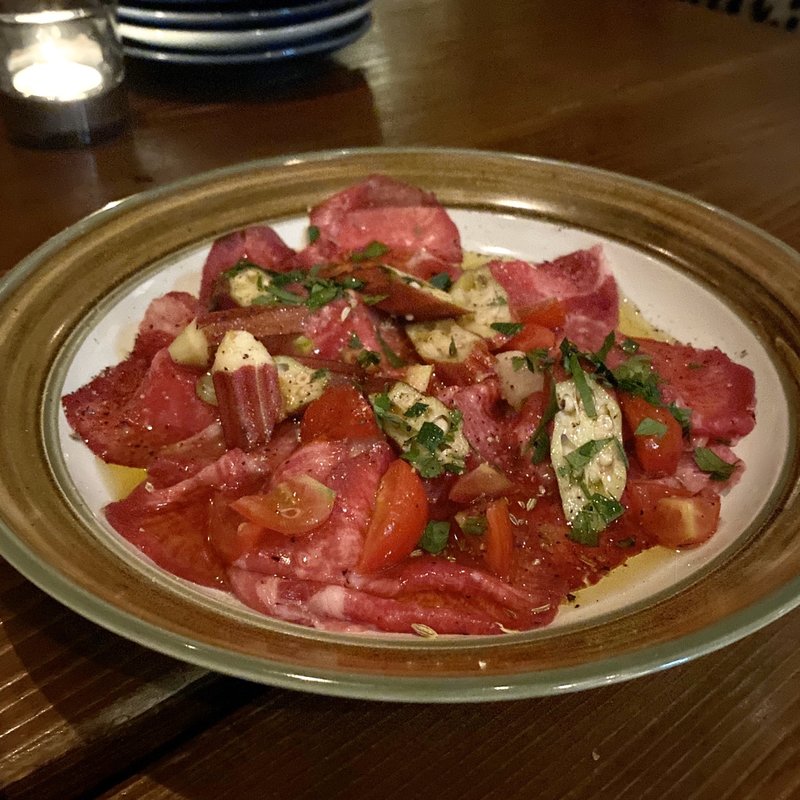 牛タンのカルパッチョ(Xato burrata ＆ steak)