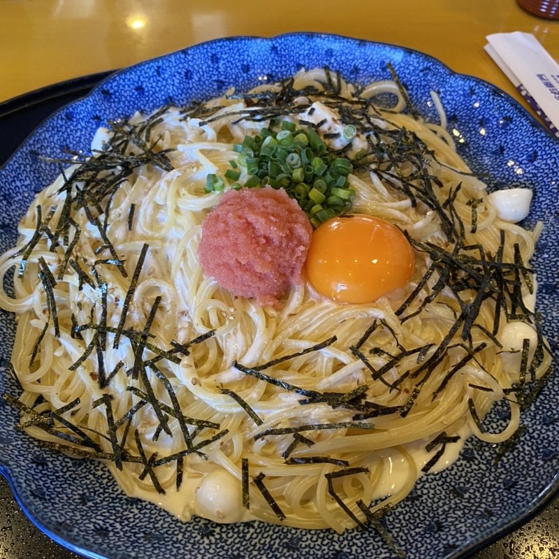 たらこと湯葉とモッツァレラチーズのカルボナーラ(洋麺屋五右衛門 稲城店)