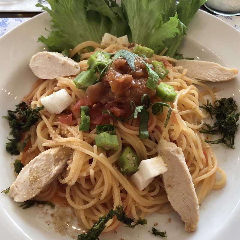 梅肉とオクラササミのパスタ(モーニング 菜根本店 )