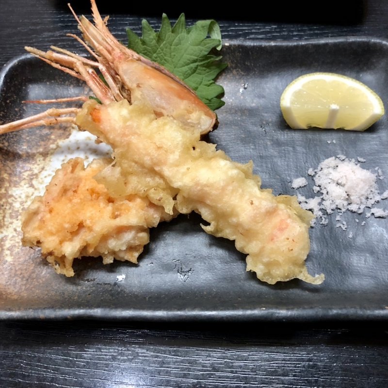 ボタンエビの天ぷら(加賀屋)