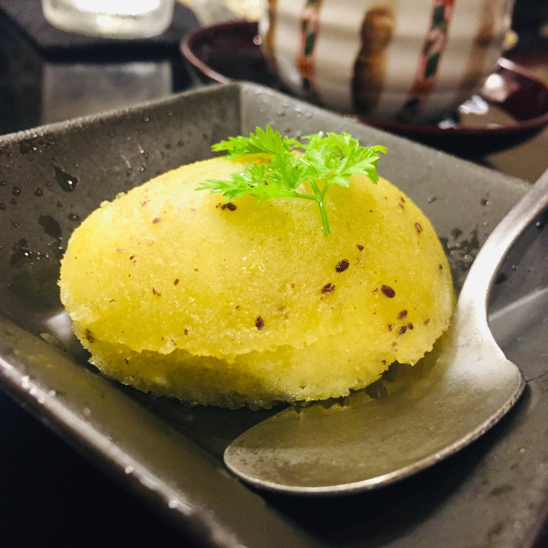 キウイフルーツの自家製シャーベット(天麩羅からり)