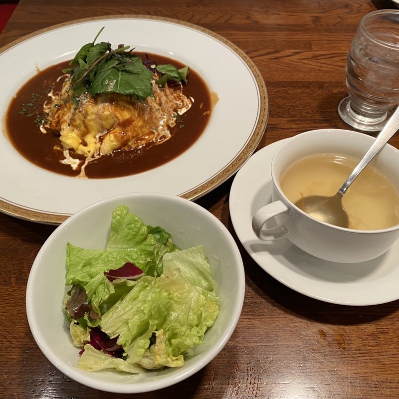 デミグラスソースオムライスランチセット(オムライス＆オムレツ ロムレット 宝塚ソリオ店)