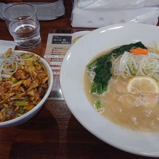 鶏白湯(白)+ネギチャ丼(大)(麺や コリキ)