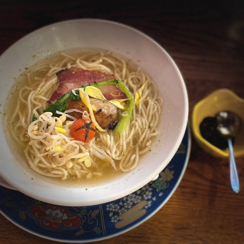 マダラのテリヤキ 塩らーめん さんしょうの香りで(海老丸らーめん)