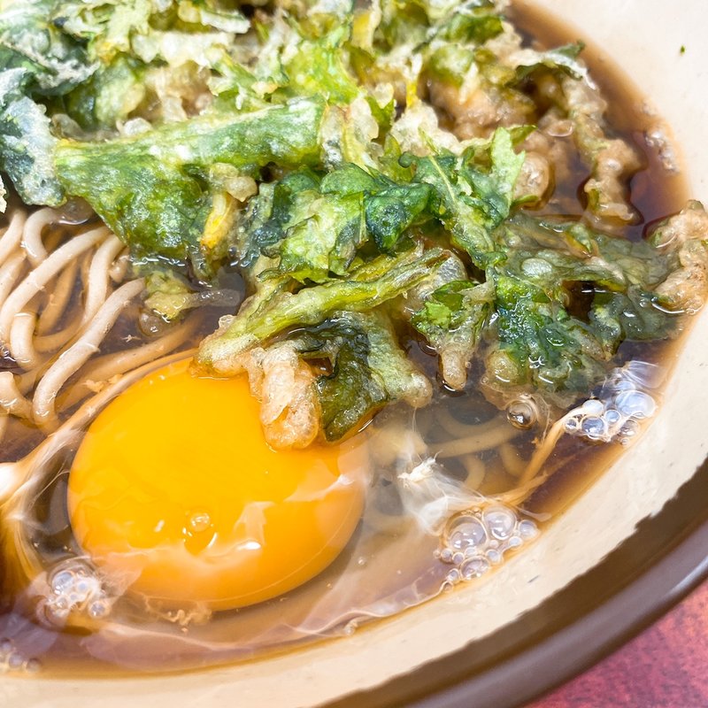 春菊天そば ＋ 生玉子(やよい )