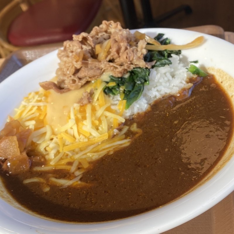 ほうれん草牛カレー1.5倍(3種のチーズトッピング)(すき家 豊中曽根店 )