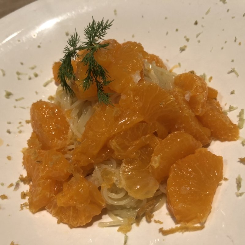 温州みかんと自家製からすみのカッペリーニ(クラッティーニ/Crattini)