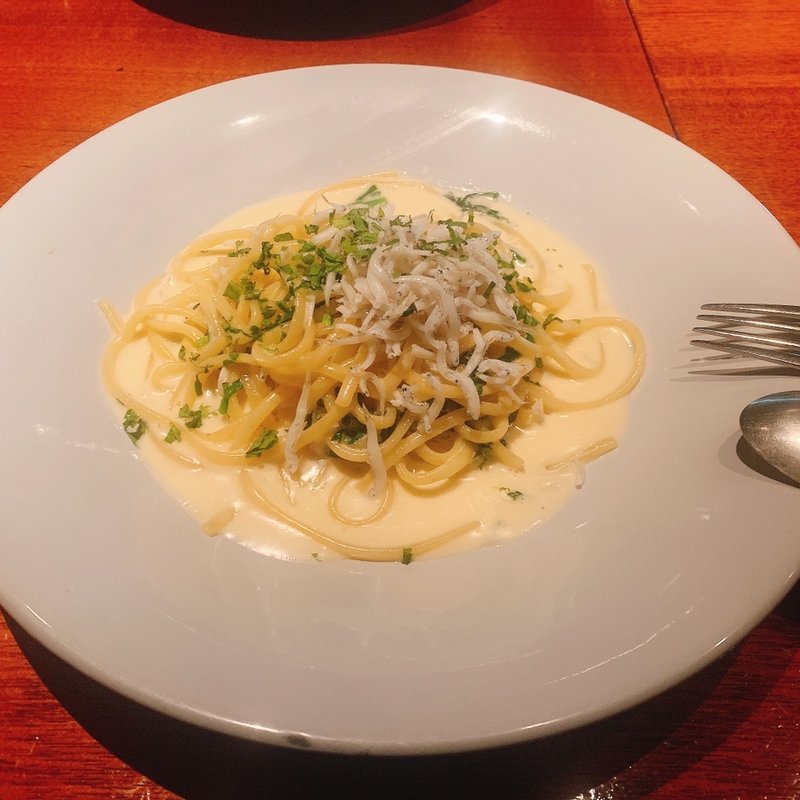 シラスと春菊の和風クリームパスタ(THE RIGOLETTO ocean club)