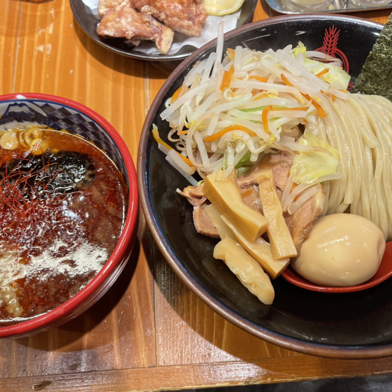 濃厚魚介赤味噌つけ麺+三田盛り(三田製麺所 阪神野田店)