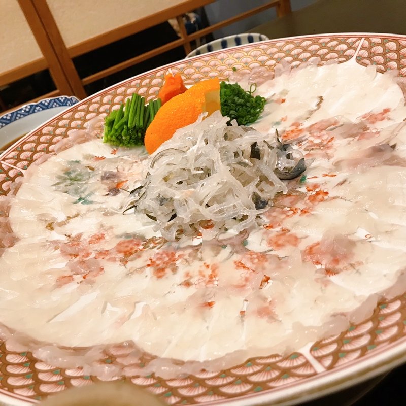 河豚刺し(割烹 志ら石)