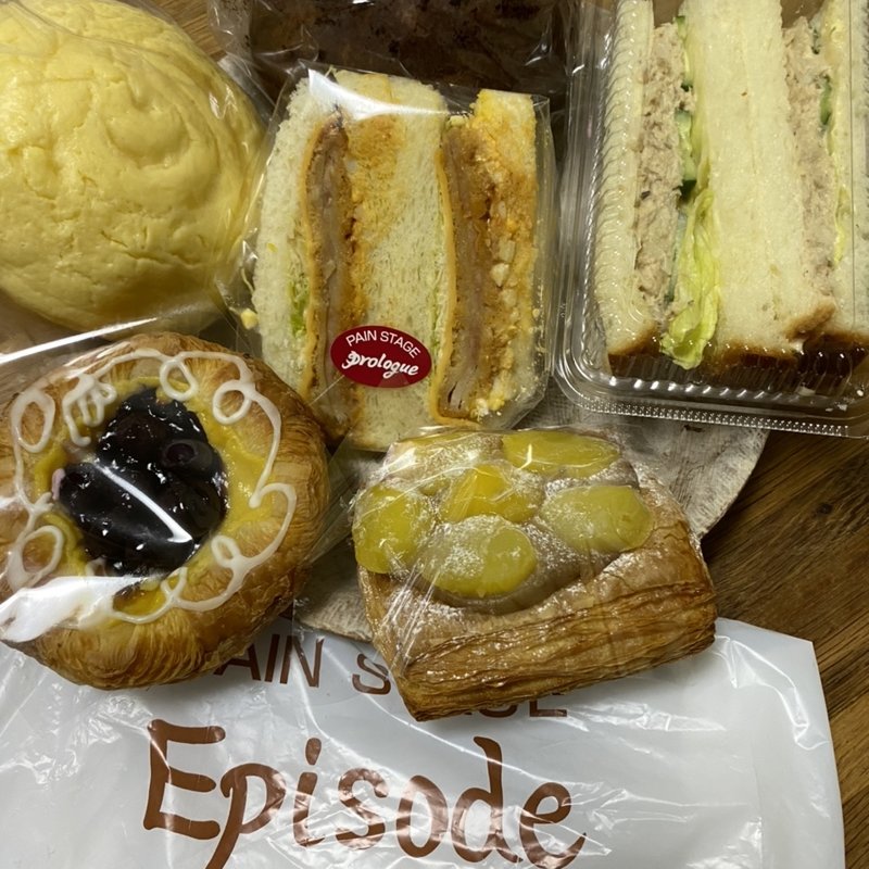 ブルーベリーデニッシュ　マロンデニッシュ　梅ツナサンド　ハムカツサンド　ふわふわチーズ　ふわふわチョコ(パンステージ エピソード（2022/3/13閉店）)