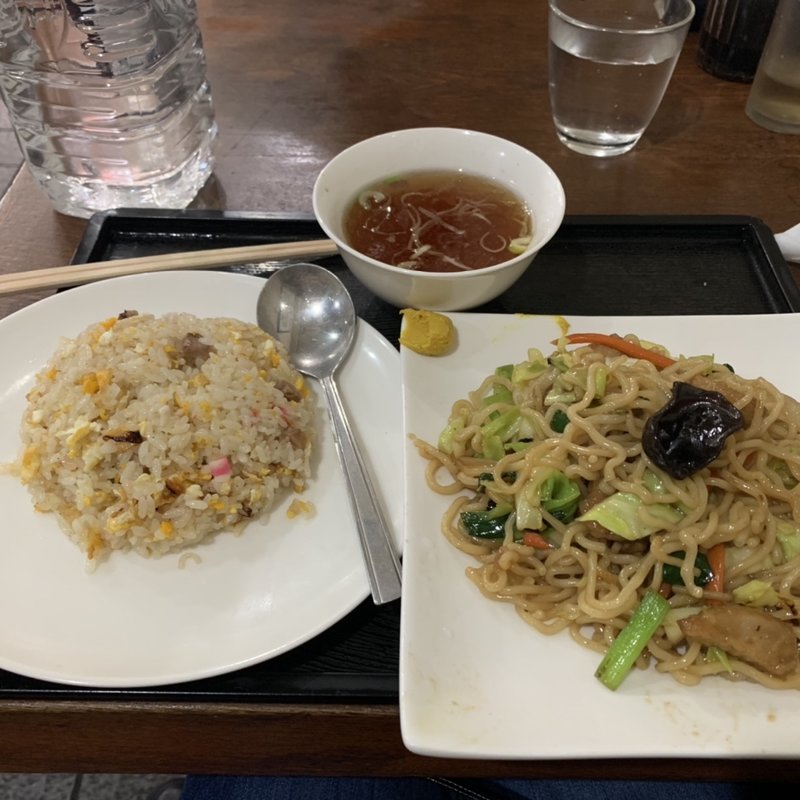 上海焼きそば+ハーフチャーハン(つばめ)