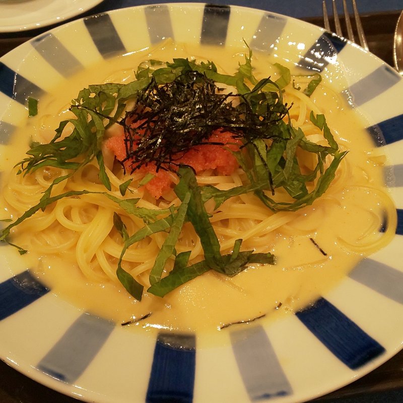 蒸し鶏と明太子の豆乳パスタ(サンマルクカフェ イオンタウン名西店)