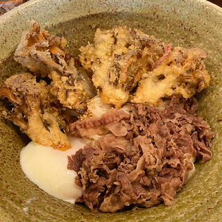 肉まいたけ天温玉ぶっかけ(踊るうどん 滝井本店 （おどるうどん）)