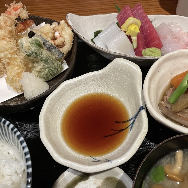 天ぷら刺身定食(神楽坂 睦)