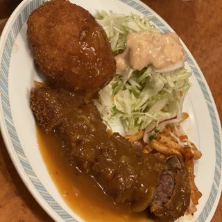 ビフカツ+クリームコロッケ(洋食ゲンジ)