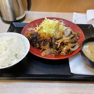 牛カツと牛焼肉の合い盛り定食(かつや 宇都宮インターパーク店 )