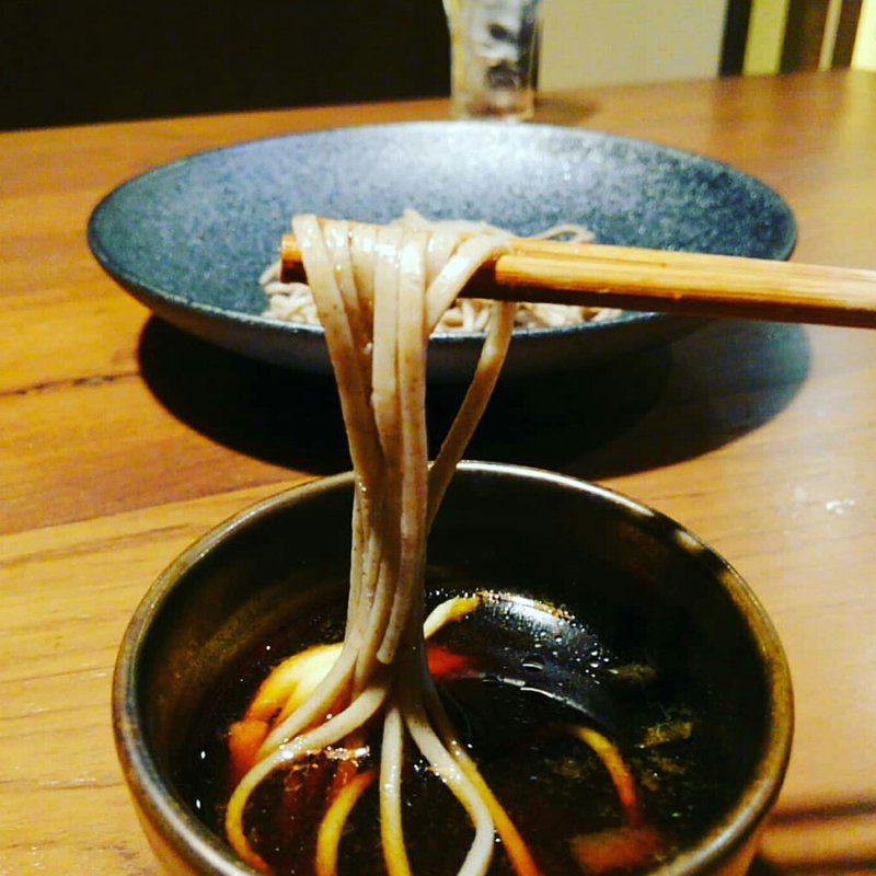極コース 蕎麦 大摩桜とポルチーニ茸のつけ蕎麦(さつま極鶏専門店 だいまおう)