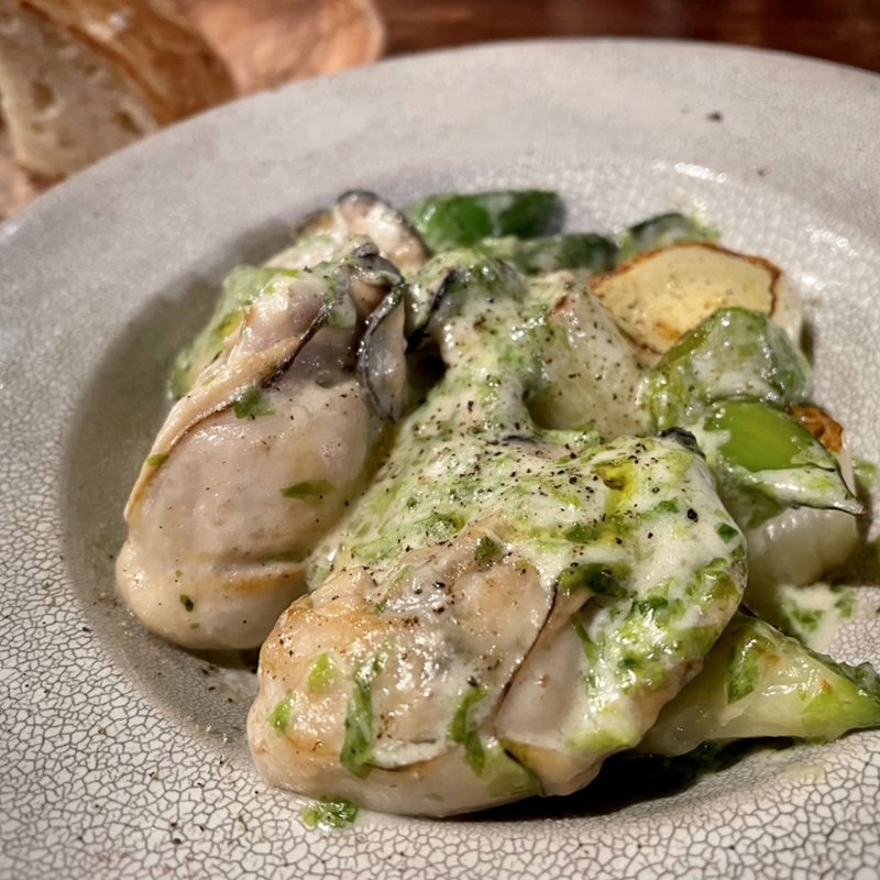 牡蠣と下仁田ねぎ、生海苔クリーム(ミャンカー （miankah）)