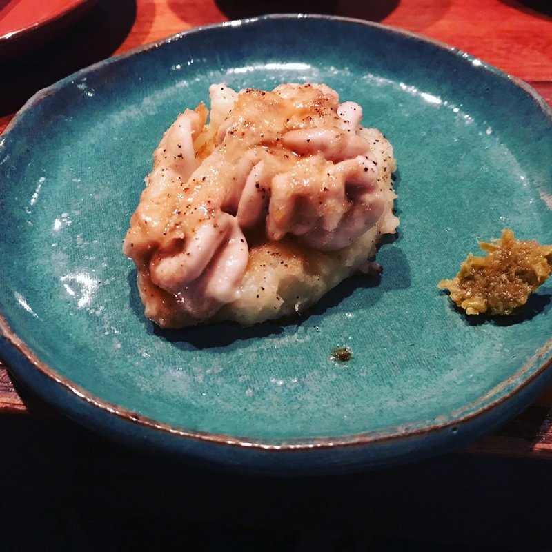 白子ハッシュポテト(鉄板焼き高見)