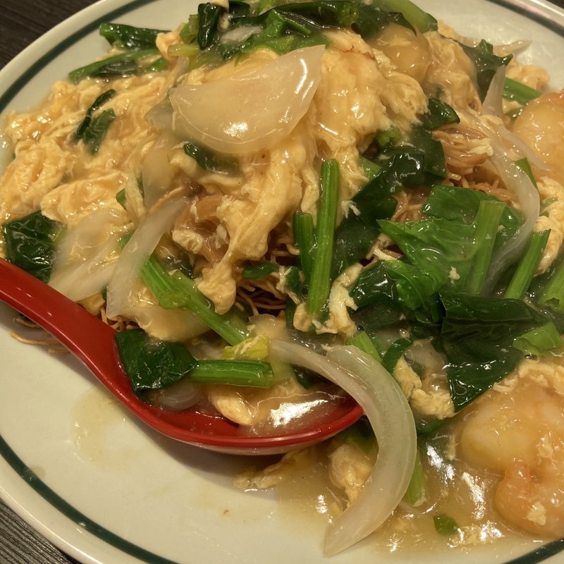 海老と玉子のあんかけ揚げそば(大阪王将 天六店)