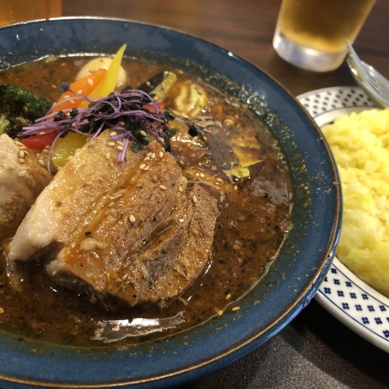 豚角煮ベジカレー（オリジナル・激辛・炙りチーズonライス）(札幌スープカレー JACK 新町店)