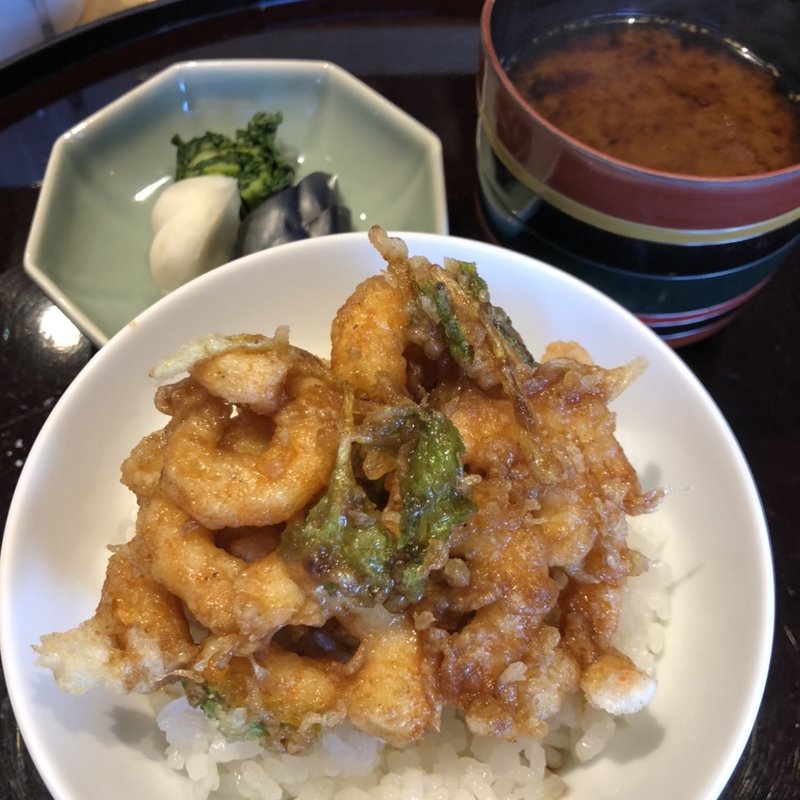 ランチコース(ニ)の〆かき揚げご飯(天婦羅 天蒼々 六本木ヒルズ店)
