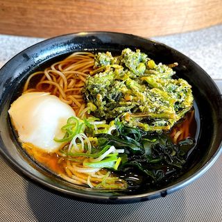 春菊天そばに温玉(名代　富士そば　石神井公園店)