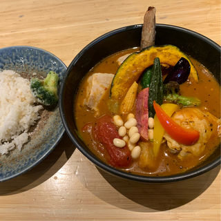 チキン1/2 & 豚角煮と野菜(Rojiura Curry SAMURAI. 吉祥寺店)