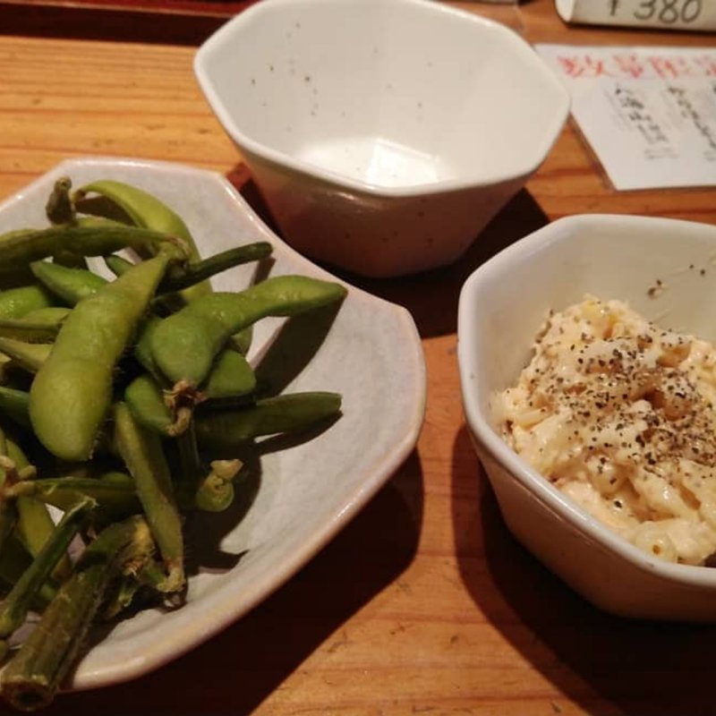 枝豆と蟹入りマカロニサラダ(おばんざい我屋)