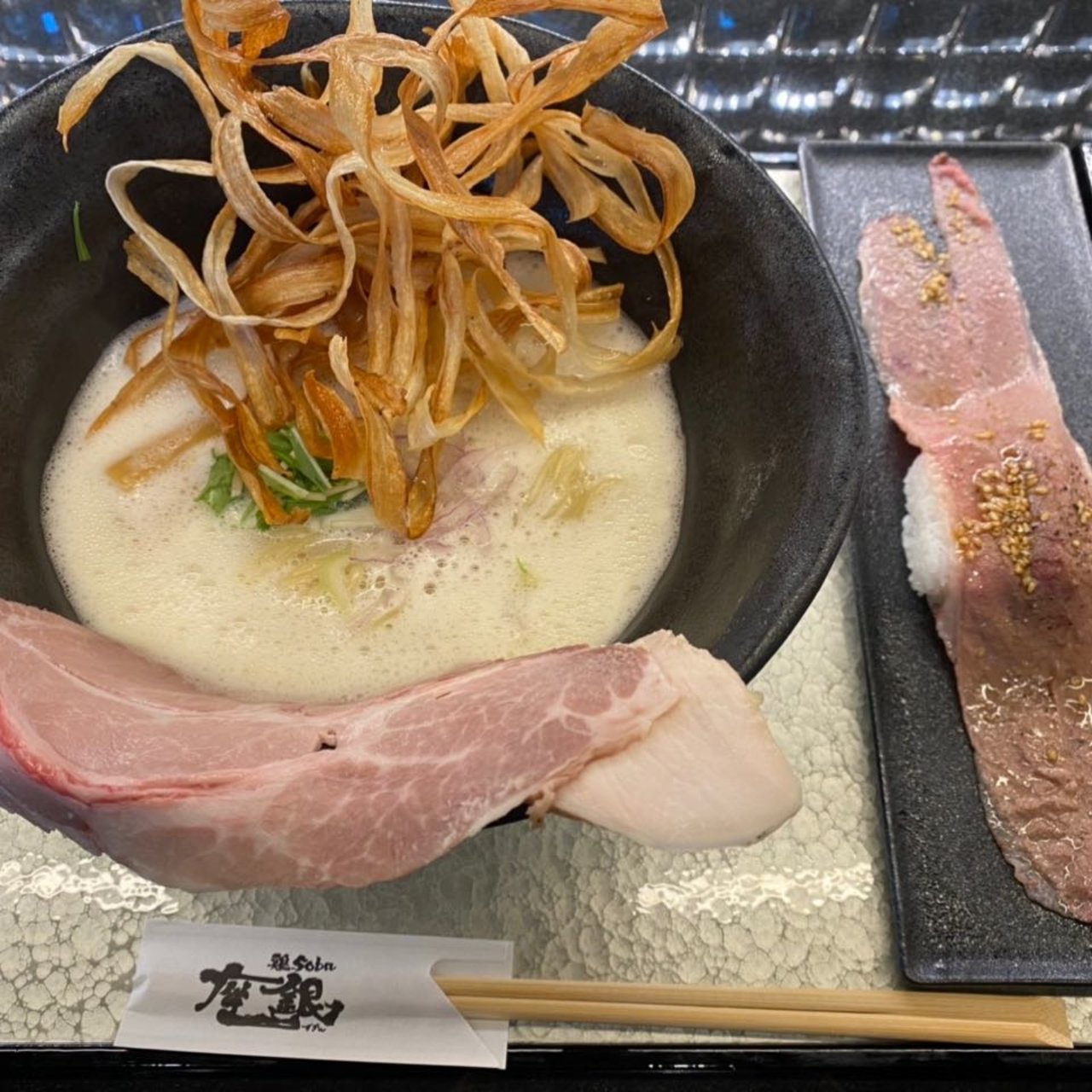 鶏 soba＋肉寿司 セット(鶏soba 座銀 くずはモール店)の口コミ