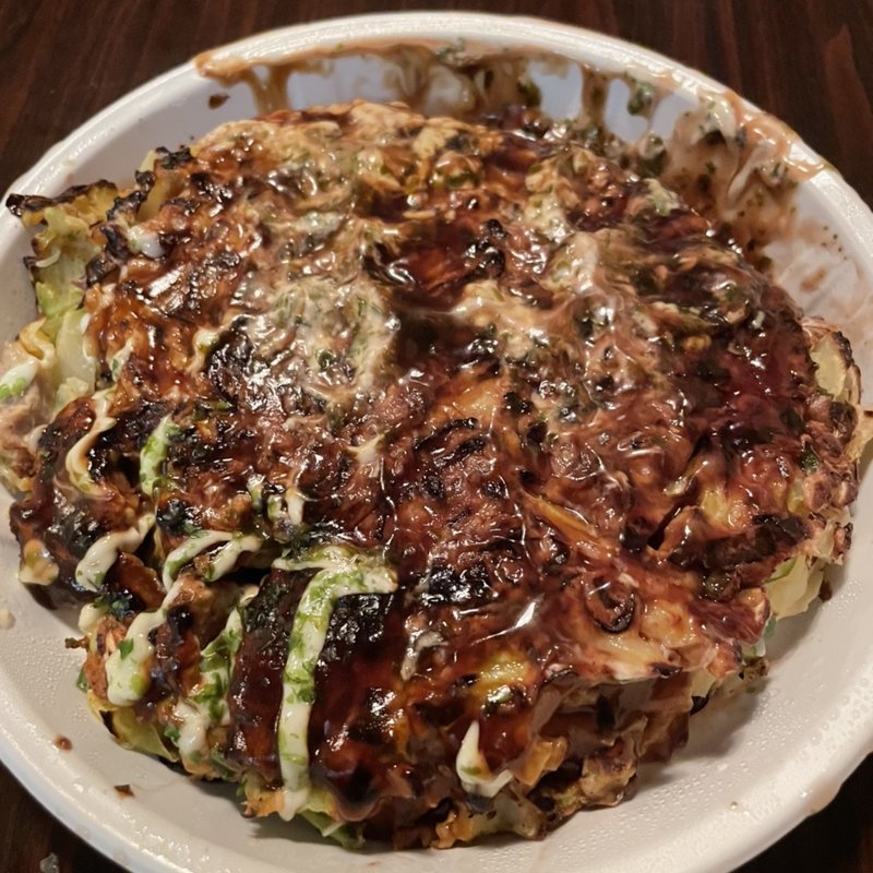 お好み焼き(豚玉)の大盛(たこ焼き三丁目)