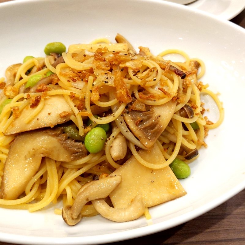 アワビ茸オリーブオイルパスタ（2020.秋メニュー）(高倉町珈琲　仙台新港店)