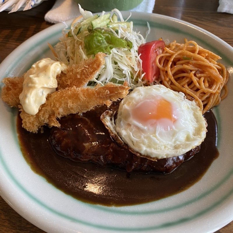 ハンバーグ海老フライ(マーサーズキッチン)