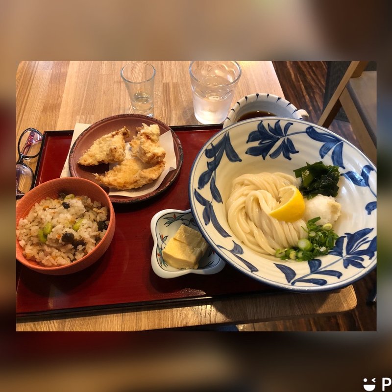 鶏天定食(うどん工房 悠々)