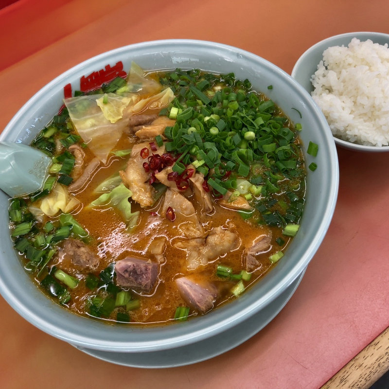 極旨もつ味噌ラーメン+半ライス(ラーメン山岡家 相模原店)