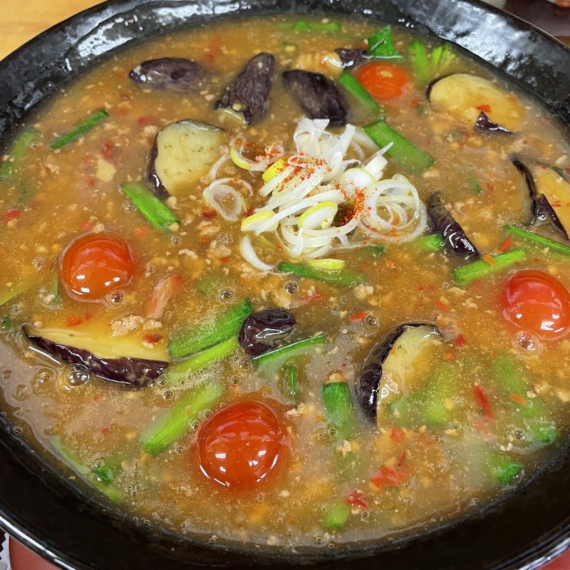 辛口麻婆茄子あんかけうどん(手打ちうどん 紅屋)