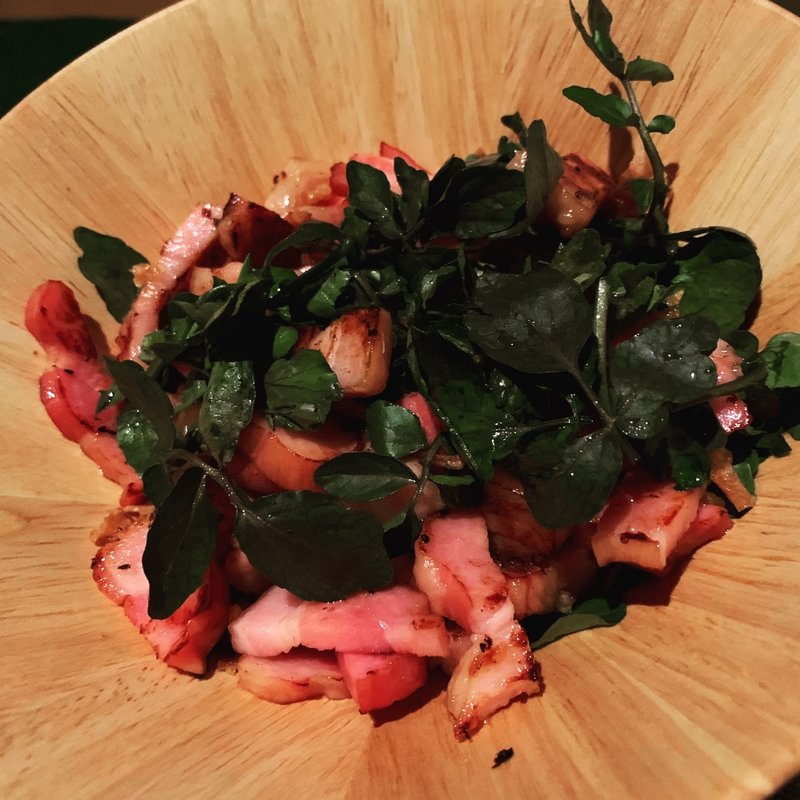 クレソンとブロックベーコンのサラダ(自宅)