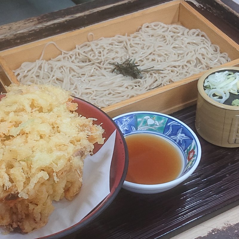 かき揚げ天ざる(あじ菜 )