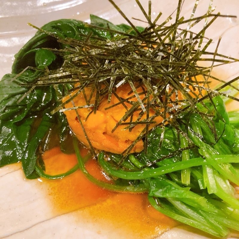 ウニほうれん草バター(炭火と魚菜 伝助)
